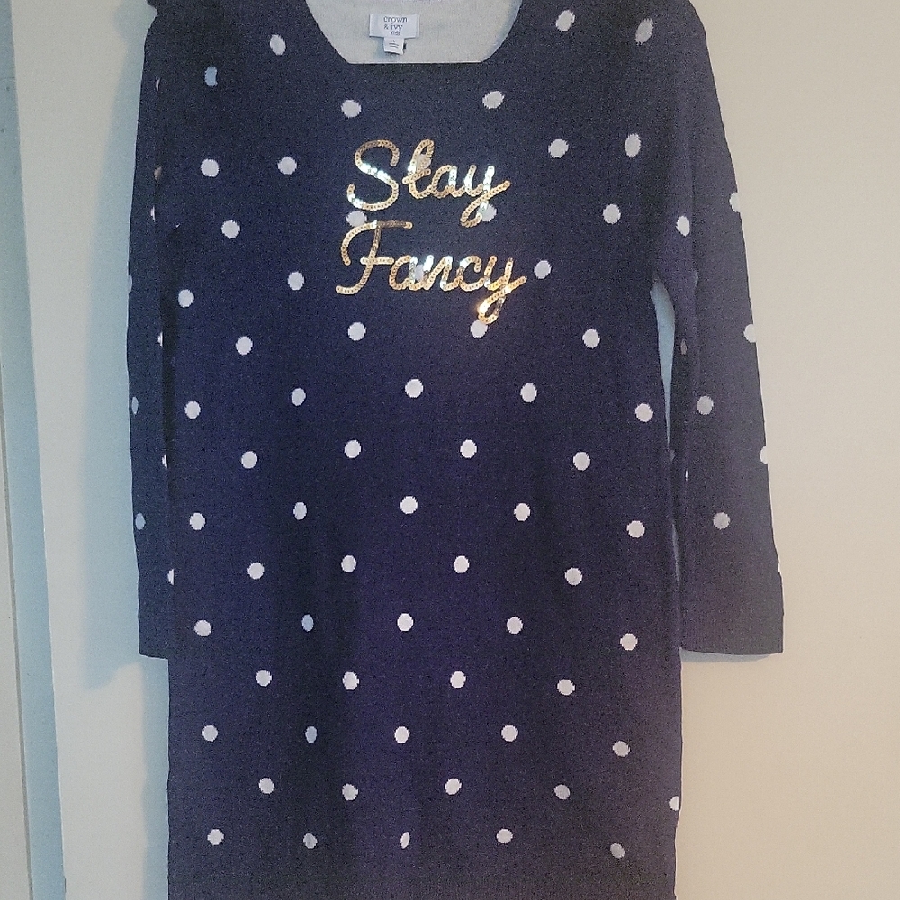 Crown & Ivy Navy Sweater with Gold Sequins
